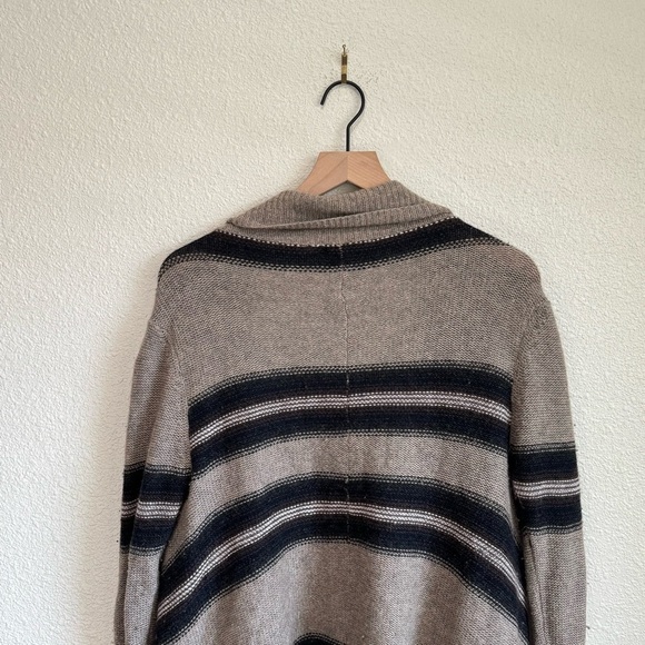 360 Cashmere Drape Front Long Cardigan Striped Sweater Brown XS Quiet Luxury - Picture 7 of 11
